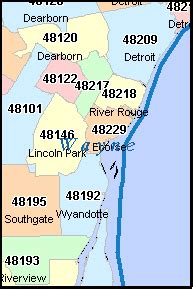 Image result for Wayne County Zip Code Map