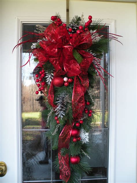 Christmas Door Swag Christmas Teardrop Swag Red Christmas | Etsy ...