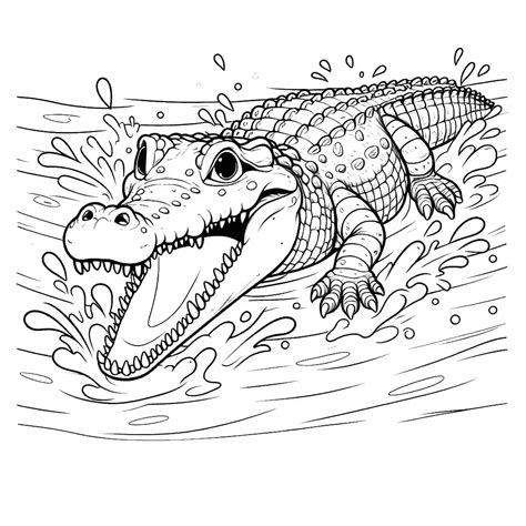 Realistic Crocodile Coloring Pages