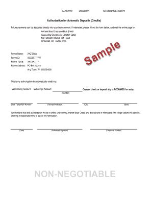 Fillable Online Handout EFT Remit Enrollment Form Sample - Anthem Fax ...