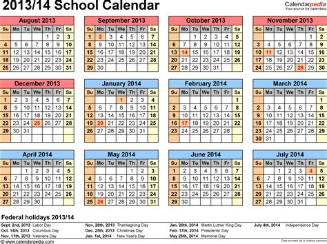 School Calendars 2013/2014 - free printable Word templates