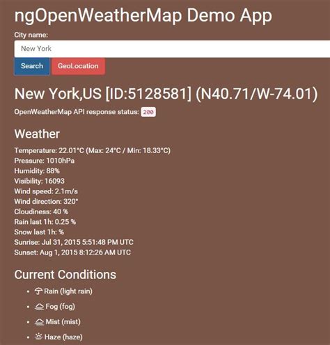 Weather API in Angular 的图像结果