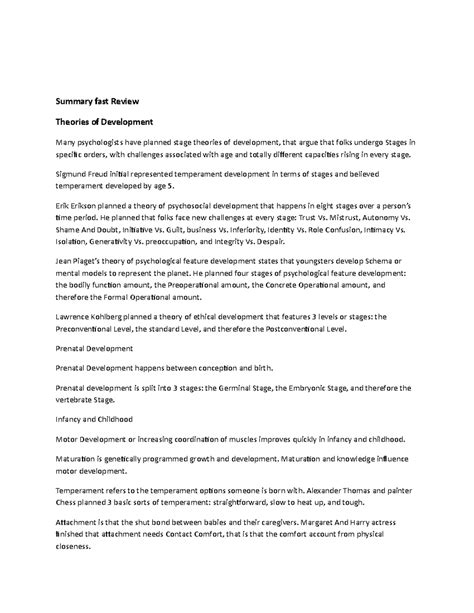 Summary fast Review Theories of Development - Summary fast Review ...