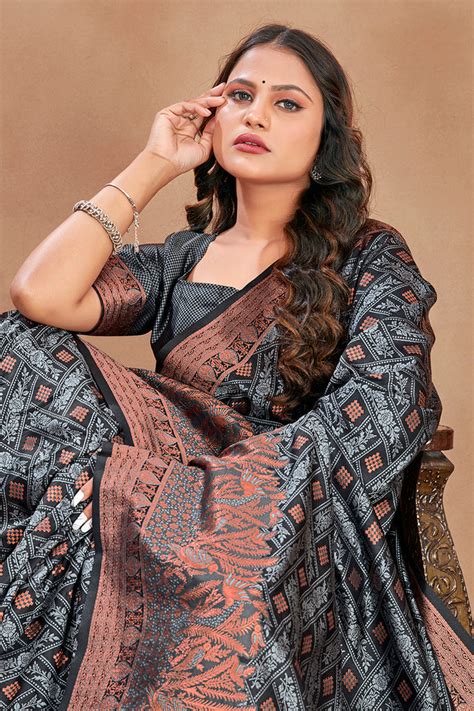 Grey Color Satin Silk Contemporary Saree - Clothsvilla