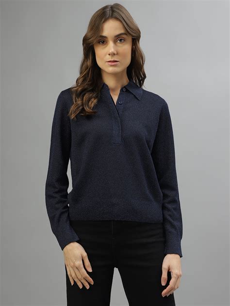Shop Gant Women Solid Polo Full Sleeves Sweater - GANT India