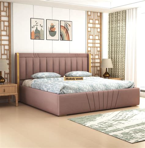 MODESTY WOODS Oasis Upholstered King Size Bed with Box Storage for ...