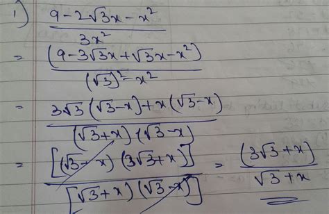 simplify: 9-2√3x-x^2÷3-x^2 - Brainly.in
