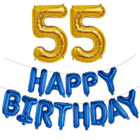 Hirva 55th Birthday Decorations Combo – Happy Birthday Foil Balloon and ...