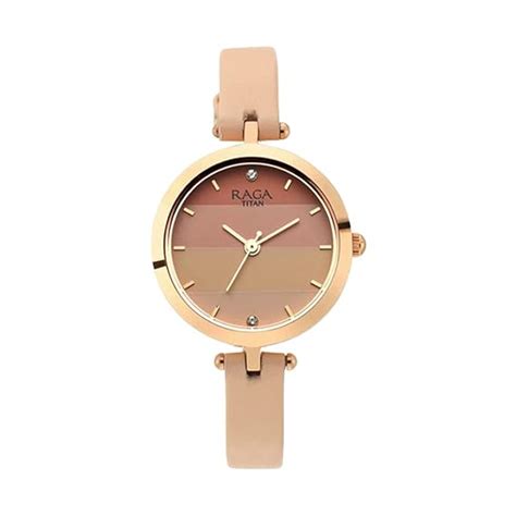 Titan Raga Quartz Analog Blossom Elegance Pastel Pink Dial Pink Leather ...