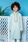 Buy Green , Churidar Silk Striped Kurta Set For Boys by Little Boys ...