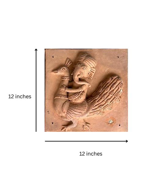 Buy Ganesha Riding Peacock Artwork in Terracotta- Online