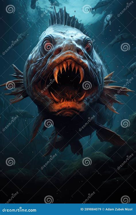 A fish with sharp teeth stock illustration. Illustration of aquarium ...
