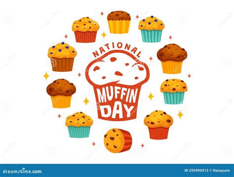 National Muffin Day Vector Illustration on February 20th with Chocolate ...