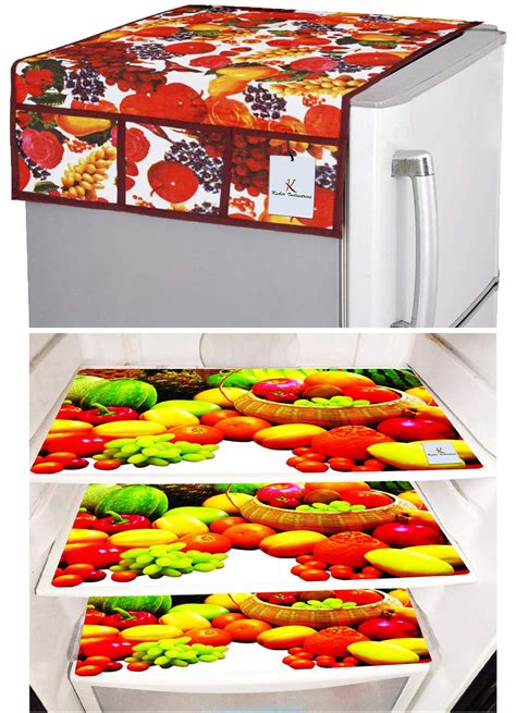 Kuber Industries Fruits Design 3 Pieces PVC Fridge Mats and 1 Piece ...
