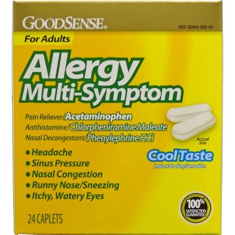 GoodSense® Adult Allergy Multi-Symptom Caplets, Cool Taste, 24/ea