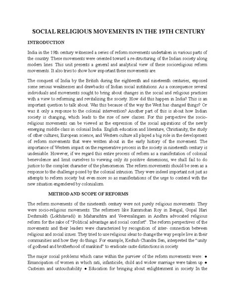 Social Religious Movements IN THE 19TH Century - SOCIAL RELIGIOUS ...