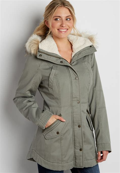 anorak coat with faux fur trimmed hood | Cute winter coats, Fur hood ...