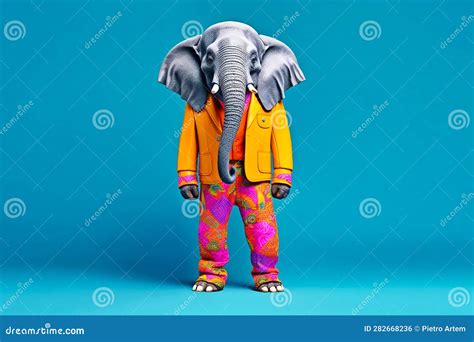 Heavy Elephant Anthropomorphic Bright Colors Trend, Generative AI Stock Illustration ...