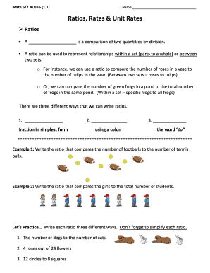 Math 6/7 Notes (1.1) Ratios Rates & Unit Rates 2014-2026 - Fill and ...