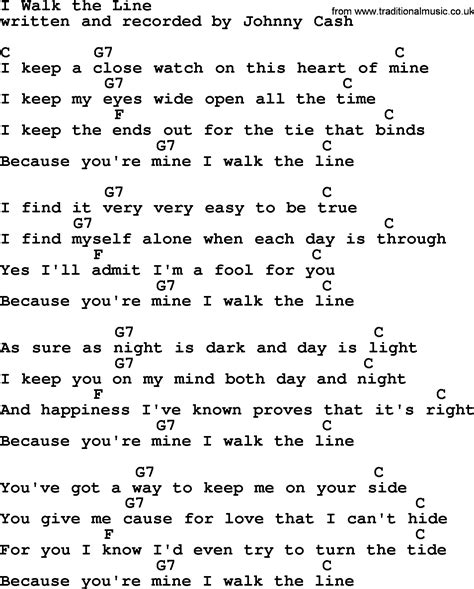 Johnny Cash song: I Walk The Line, lyrics and chords | Lyrics and ...