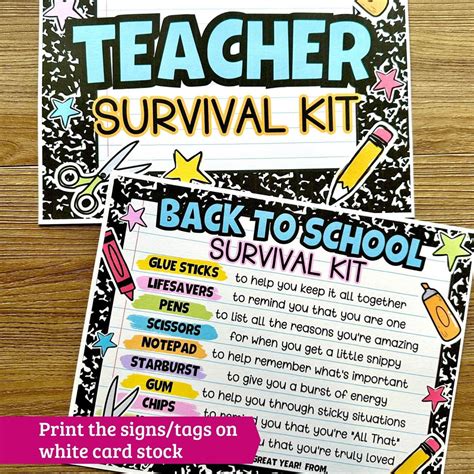 Teacher Survival Kit Printable Gift Tag - Back to School Gift Ideas for ...