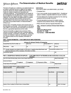 Pre-Determination of Medical Benefits Form - Blank Fillable Template ...