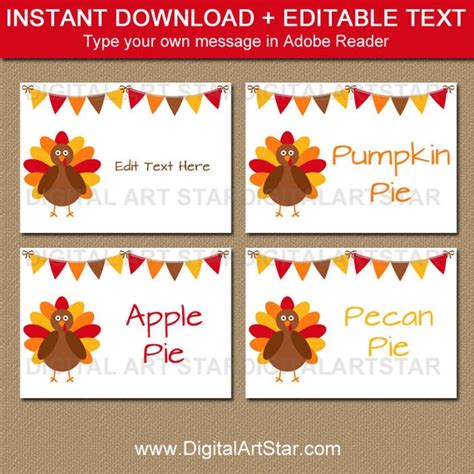 Thanksgiving Place Cards, Thanksgiving Labels, Thanksgiving Buffet ...