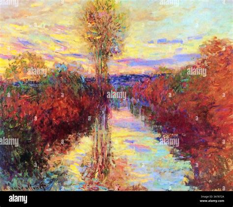 Small arm of the Seine at Mosseaux, at night, 1878 (Painting) by Monet ...