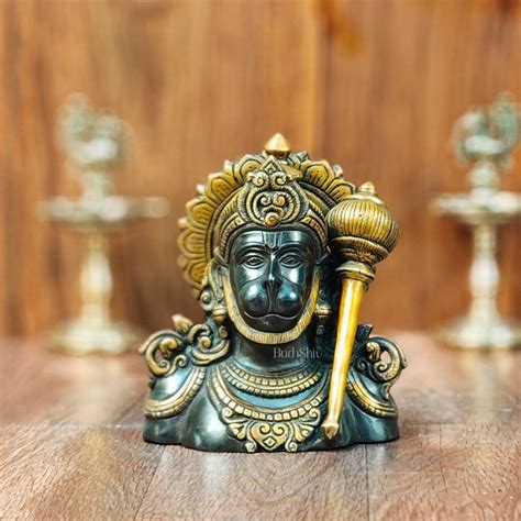 Buy Handcrafted Brass Hanuman Ji Bust | Superfine Quality | 8" Height ...