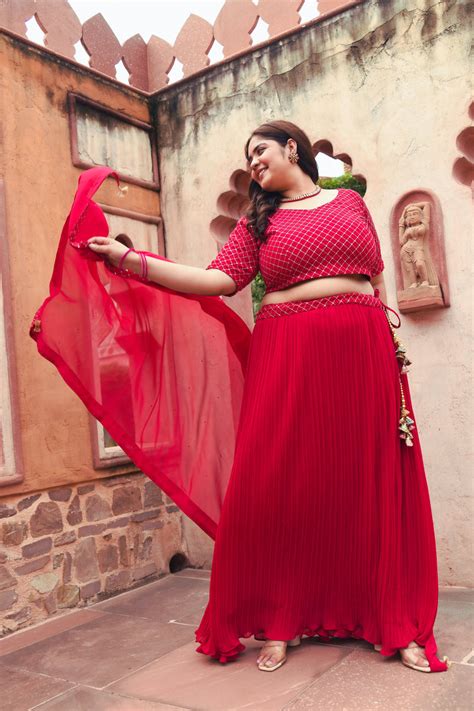 Plus Size Rubious Rani Embroidered Lehenga Choli with Dupatta ...