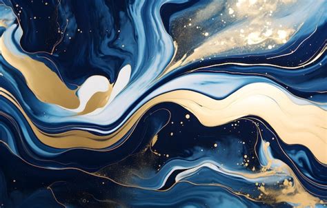 Liquid swirls in beautiful navy blue colors and light blue color with ...