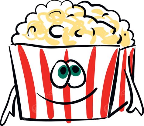 Colorful Vector Illustration Of A Happy Popcorn Bag Vector ...