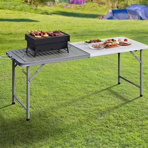 Dextrus 6Ft Portable Folding Grill Table, 2-in-1 Design, Outdoor BBQ ...
