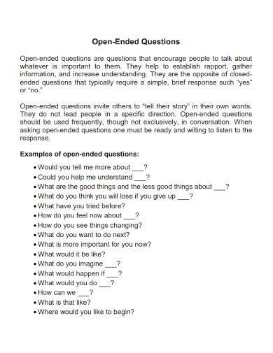 Open-Ended Questions Examples 的图像结果