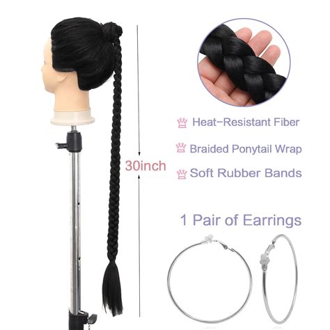 Buy Bylatt Long Braided Ponytail Extension with Hair Tie Straight Wrap ...