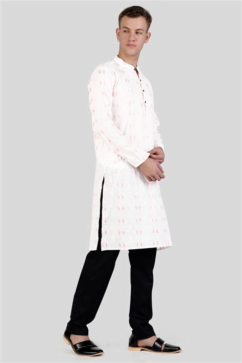 Cosmos Pink Textured Premium Cotton Designer Kurta Set For Men