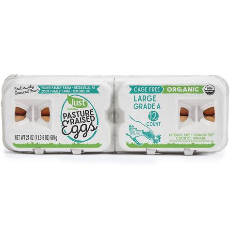 Just FreshDirect Organic Cage-Free Pasture-Raised Grade A Large Eggs 1 ...