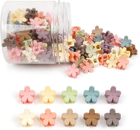 Amazon.com : 100Pcs Colorful Mini Flower Hair Clips, TEBIEKOY Baby Hair ...
