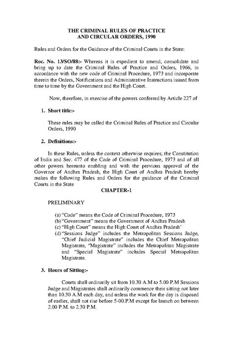 Criminal Rules of Practice and Circular Orders, 1990 Overview - Studocu