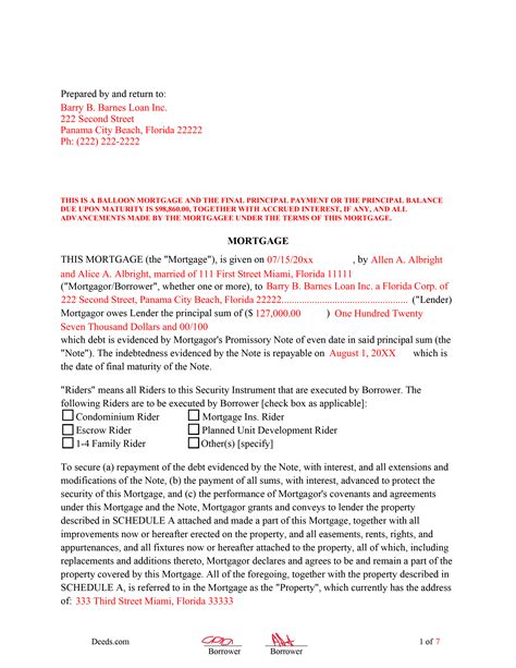 Lee County Mortgage Instrument and Promissory Note Form | Florida ...
