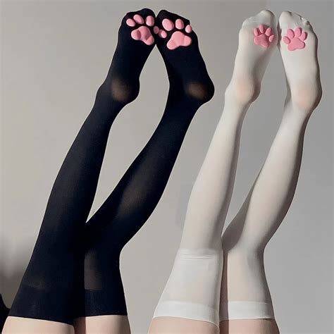 Cat Paw Thigh High Socks Sleeves Stocking Sexy 3D Toe Beans Stocking ...