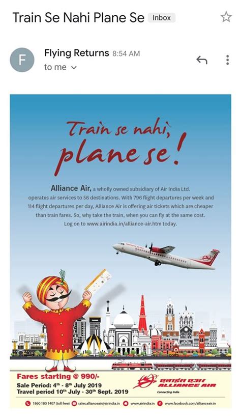 Air India Cheaper than train flight tickets explained - The Airline Blog