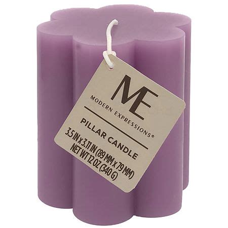Modern Expressions Short Flower Pillar Candle Purple | Walgreens