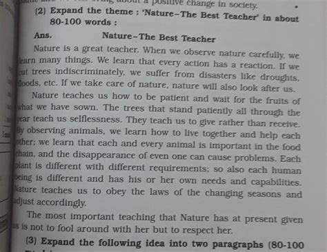 expand the theme : Nature - The best teacher - Brainly.in