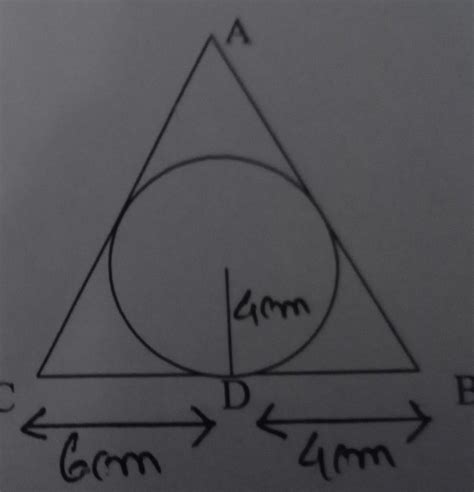 Q. Find sides AB & AC :- CD = 6 cmBD = 3 cmRadius = 4 cm - Brainly.in