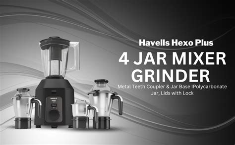 Buy Havells Hexo Plus 1100 Watts 4 Jar Mixer Grinder| High Speed Mixie ...