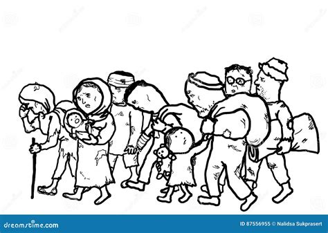 Refugees Migrate Homeless People Stock Vector - Illustration of adults, background: 87556955