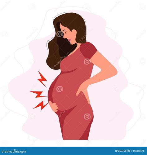 Worried Pregnant Woman Suffering Stomach Ache Stock Vector - Illustration of illness, spasm ...
