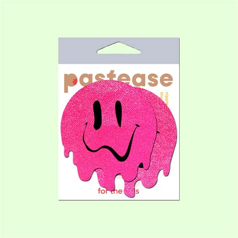 Melty Smiley Face: Neon Pink Melted Smiling Face Nipple Pasties by Pas ...
