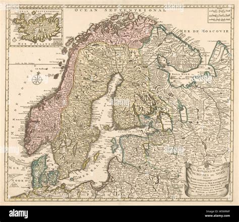 Cartography in the 18th century, Scandinavia with 1 map of Iceland, Map of Scandinavia, colored ...